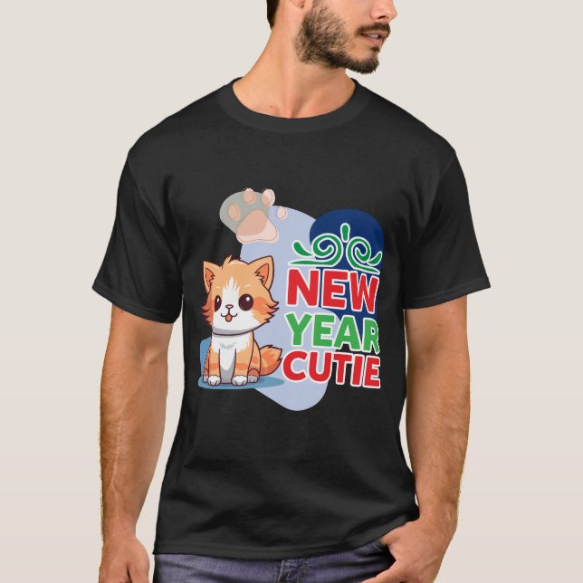 Nyår Cutie Cute Ginger Kitten T Shirt (Framsida)