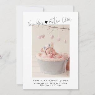 Nyår Extra Cheer Helgdag Birth Notice Meddelande