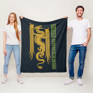 Nyår för drakmer Guld & Grönt 恭 喜 發 財 Fleecefilt