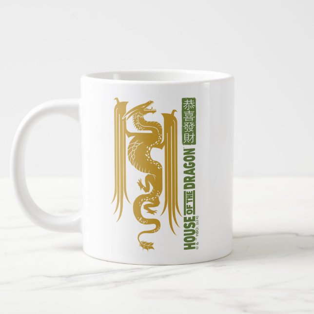 Nyår för drakmer Guld & Grönt | 恭 喜 發 財 Jumbo Mugg (Vänster)