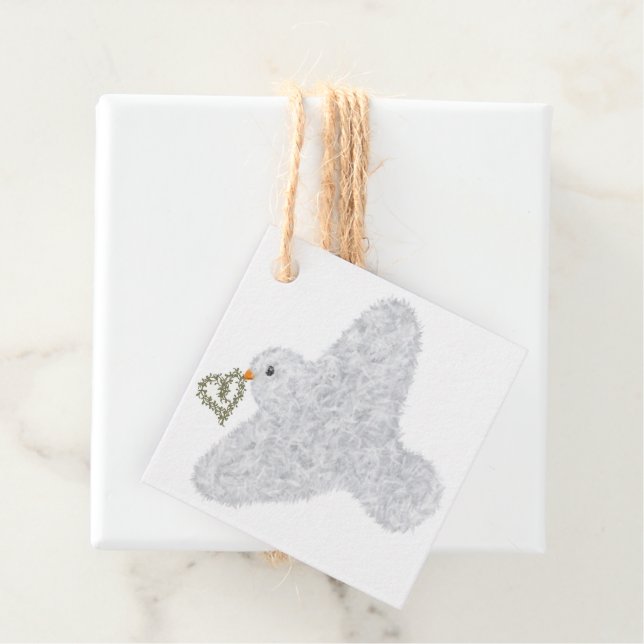 Nyår för en tuggduva med olivfrö gåvor etiketter (På plats)