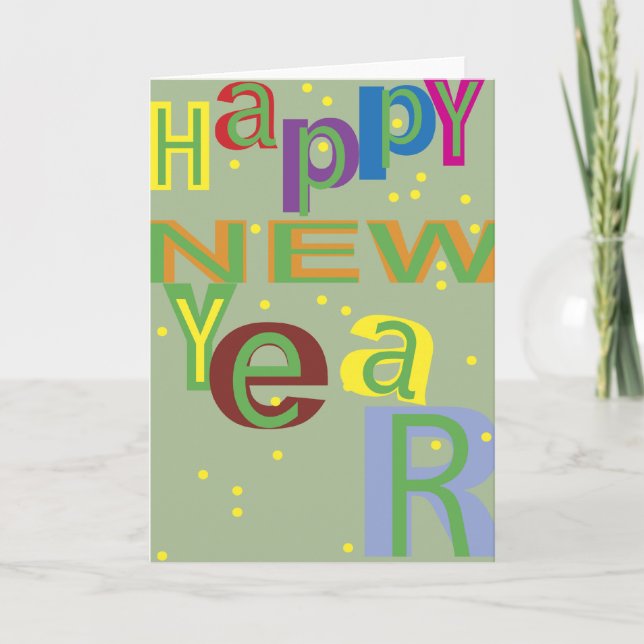 Nyår för Festive Confetti Stänk Helgkort (Framsida)