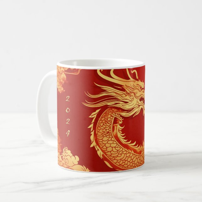 Nyår för Festive Dragon kinesiska Kaffemugg (Framsida vänster)