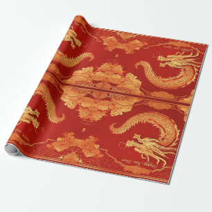Nyår för Festive Dragon kinesiska Presentpapper