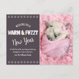 Nyår för fototypografi av varm och Fuzzy Pet Helg Vykort