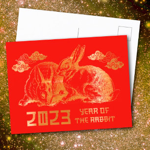 Nyår för kanin China Zodiac Lunar Helg Vykort