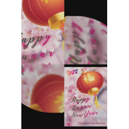 Nyår för kinesiska yllda Rosa Flowers Lantern Helg Vykort