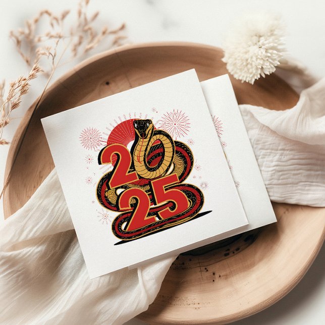 Nyår för ormen i kinesiska röda Guld i Lycklig Pappersservett (Skapare uppladdad)