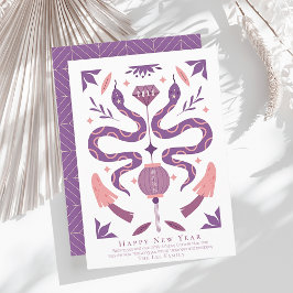 Nyår för Snake & Mushroom White Photo Chinese Julkort