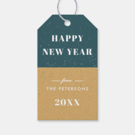 Nyår Geometrisk Present För Jul - Tealblå Presentetikett