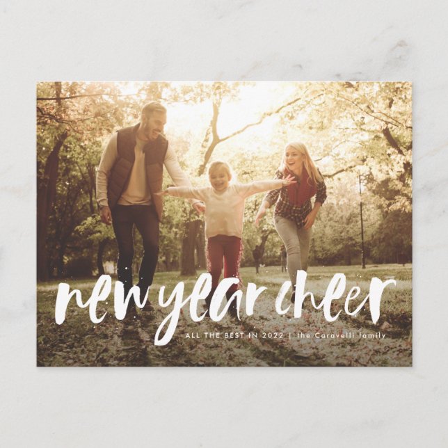 Nyår gladde det moderna penselbrevet helg vykort (Framsida)