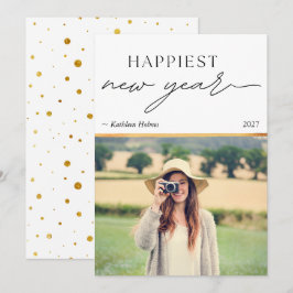 Nyår Guld Foto Enkel Högtidskort