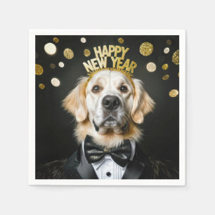 Nyår Gullig Retriever i Smoking Pappersservett