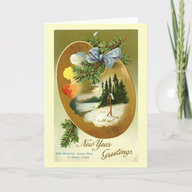 Nyår Hälsning 1912 Vintage Helgkort (Framsida)