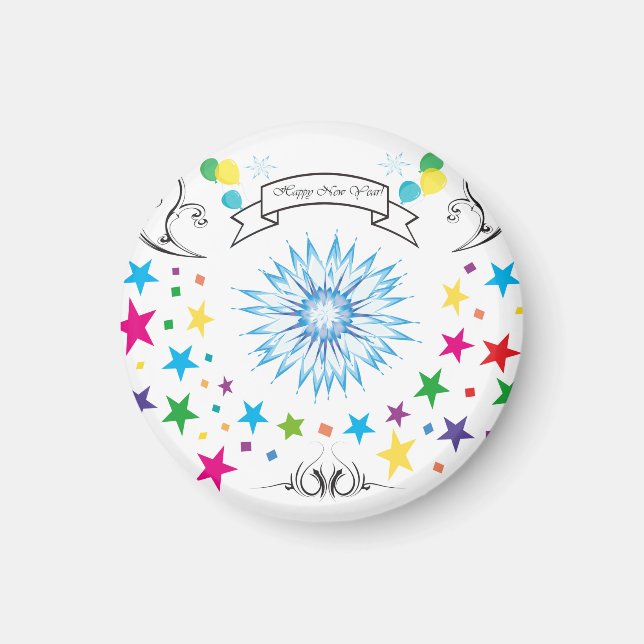 Nyår hälsning snöflingor magnet (Framsidan)