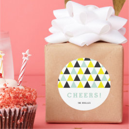 Nyår Hjärtliga önskningar Färgrik Mod Geometrisk H Runt Klistermärke