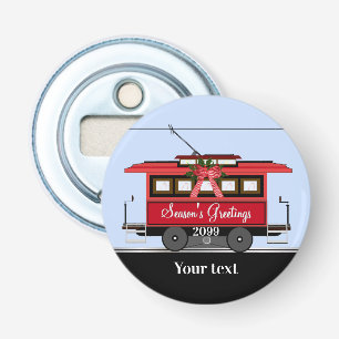 Nyår i julas Red Tram Trolley Streetcar Flasköppnare