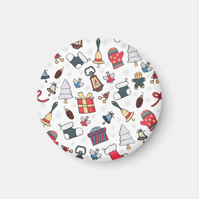 Nyår: jul Helgdag Mönster. Magnet (Framsidan)