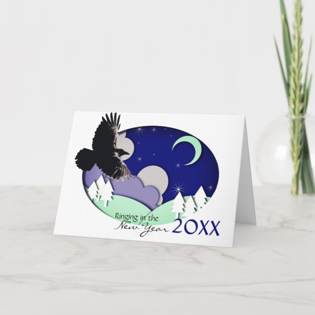 Nyår Kväll Måne 2024 Alfred Lord Tennyson Dikt Helgkort (Framsida)