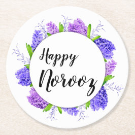 Nyår Lycklig Noroz Hyacinekunder Lila av andedräkt Underlägg Papper Rund