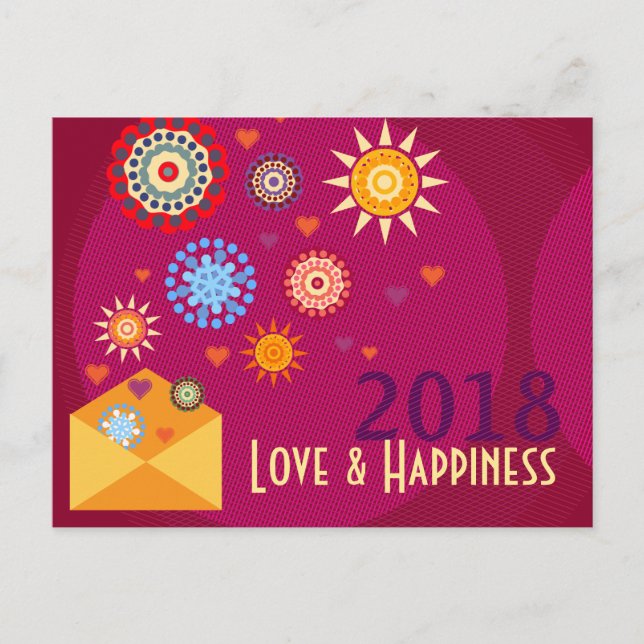 Nyår - lyckliga hälsning-vykort helg vykort (Framsida)