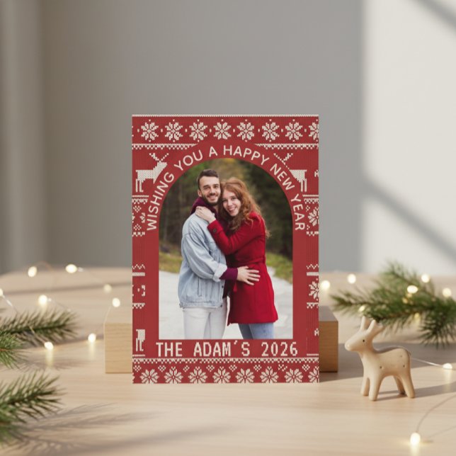 Nyår Nyår Båge Nordlig Ren Personlig Foto Julkort (Skapare uppladdad)