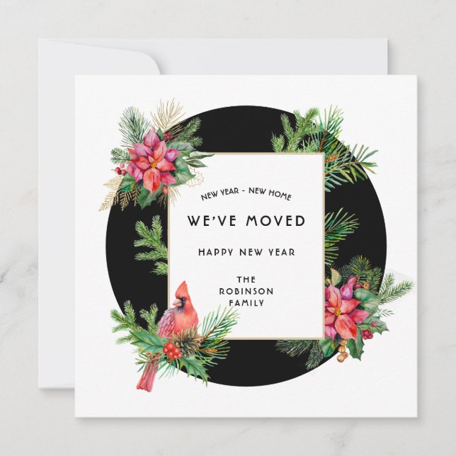 Nyår - nyfödda och nya småfåglar i hemmet julkort (Framsida)