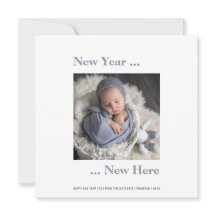 Nyår - nytt foto 2024 - blått födelsemeddelande