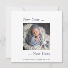 Nyår - nytt foto 2024 - blått födelsemeddelande