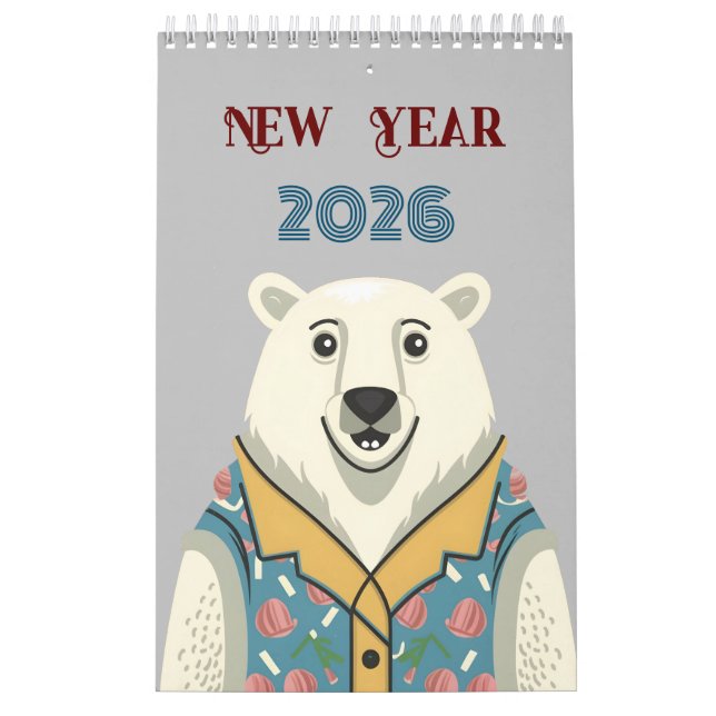Nyår och lustiga djur och djur från lycklig kalender (Omslag)