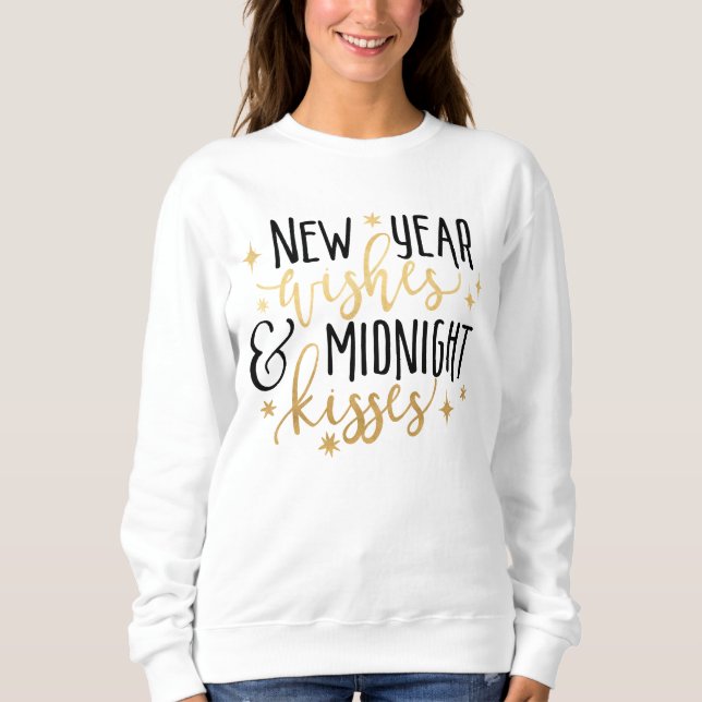Nyår Önskemål och Midnight Kisses T-Shirt (Framsida)