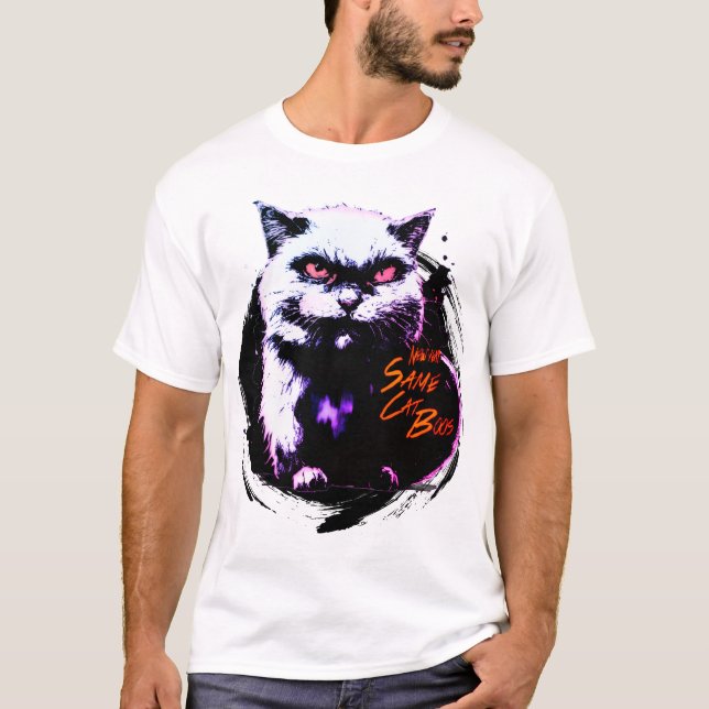 Nyår Samma katt Chef Funny Halloween Cat T-Shirt (Framsida)