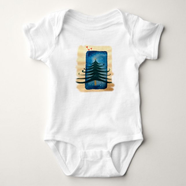 Nyår Träd Baby Jersey Bodykosti, vit Tee (Framsida)