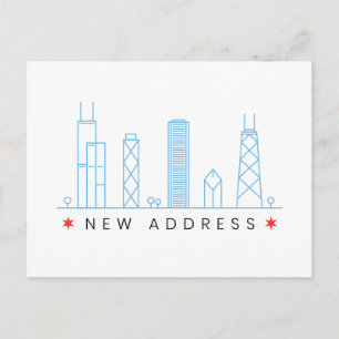 nyare adress flytta för Chicago skyline Meddelande Vykort