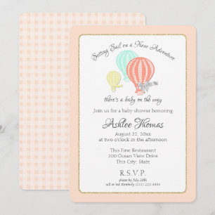 Nyare Äventyr Luftballong Baby Shower Inbjudningar