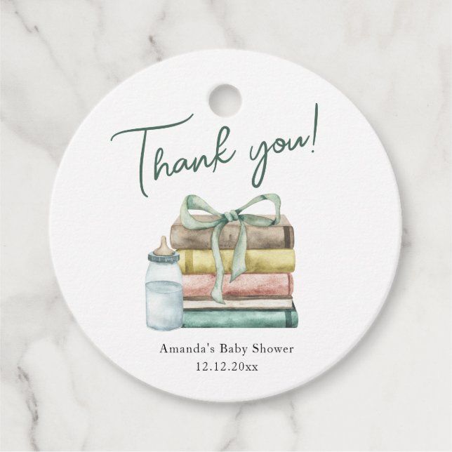 Nyare kapitelbabyskor - tack gåvor etiketter (Framsida)