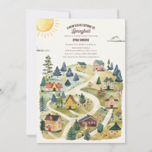 Nyare Kid Hometown Neutralt Fall Baby Shower Inbjudningar