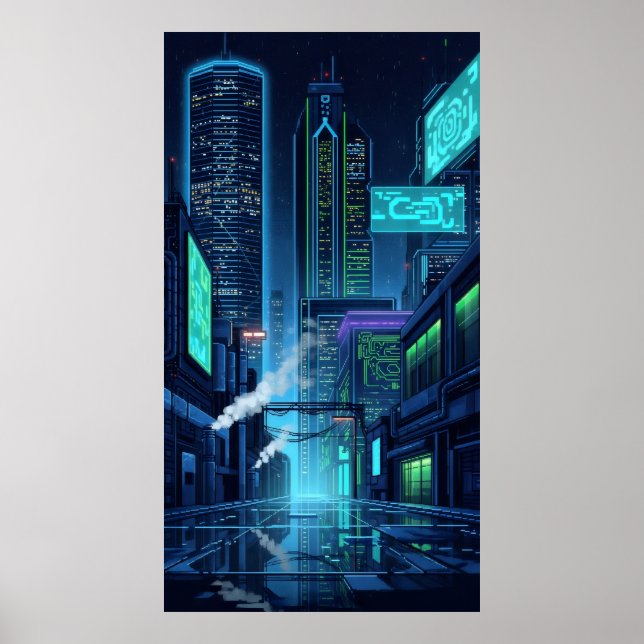 nyare ljus av den framtida pixelstaden poster (Framsidan)