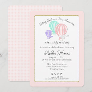 Nyare Luftballong Baby Shower-inbjudan för Äventyr Inbjudningar