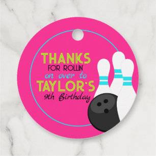 Nyare Rosa Bowling Birthday-favorittaggar Gåvor Etiketter
