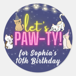 Nyare Rosa Gult Glow Cute Cats Favoritpåse Runt Klistermärke