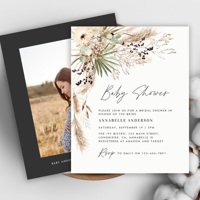 Nyare svart foto för babyduschpampas flygblad (Skapare uppladdad)