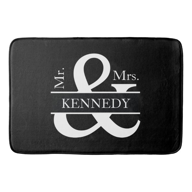 Nyare Weds-Anpassningsbarna Monogram Black White Badrumsmatta (Framsidan)