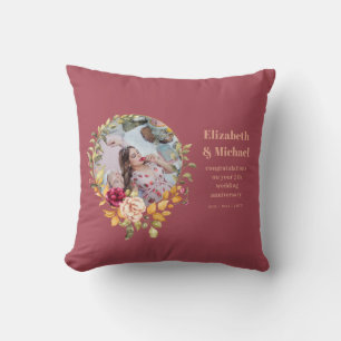 Nyare Weds eller på årsdagen PHOTO Gift Burgundy Kudde