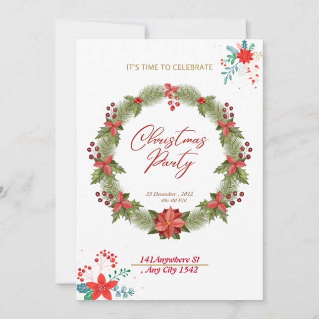 Nyåret 2022 Party, den luddiga julen och Lycklig. Inbjudningar (Framsida)