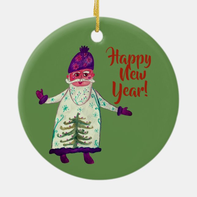 Nyårs Anpassad Tomte Claus Cirkel Ornament (Baksidan)