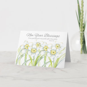 Nyårs Blessings Daffodils James Bible Scripture Kort