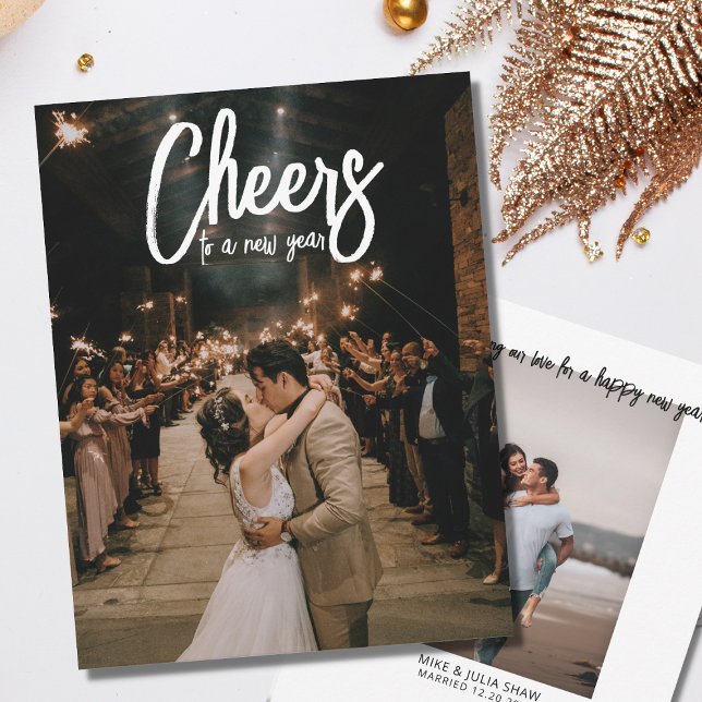 Nyårs bröllopsannonseringsfoto julkort (Skapare uppladdad)