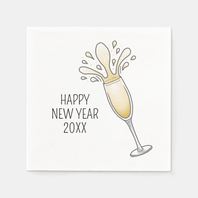 Nyårs champagneglas pappersservett (Framsidan)