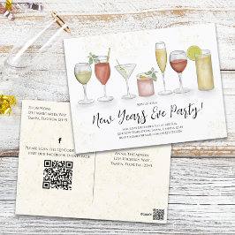 Nyårs cocktail Drinks QR-kod förinställd Vykort